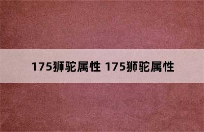 175狮驼属性 175狮驼属性